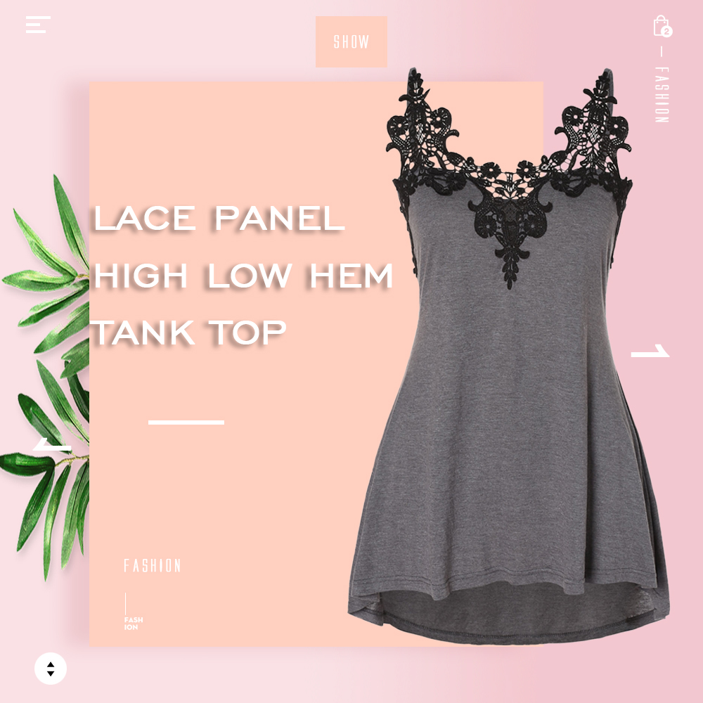 Plus Size Lace Panel High Low Trapeze Tank Top