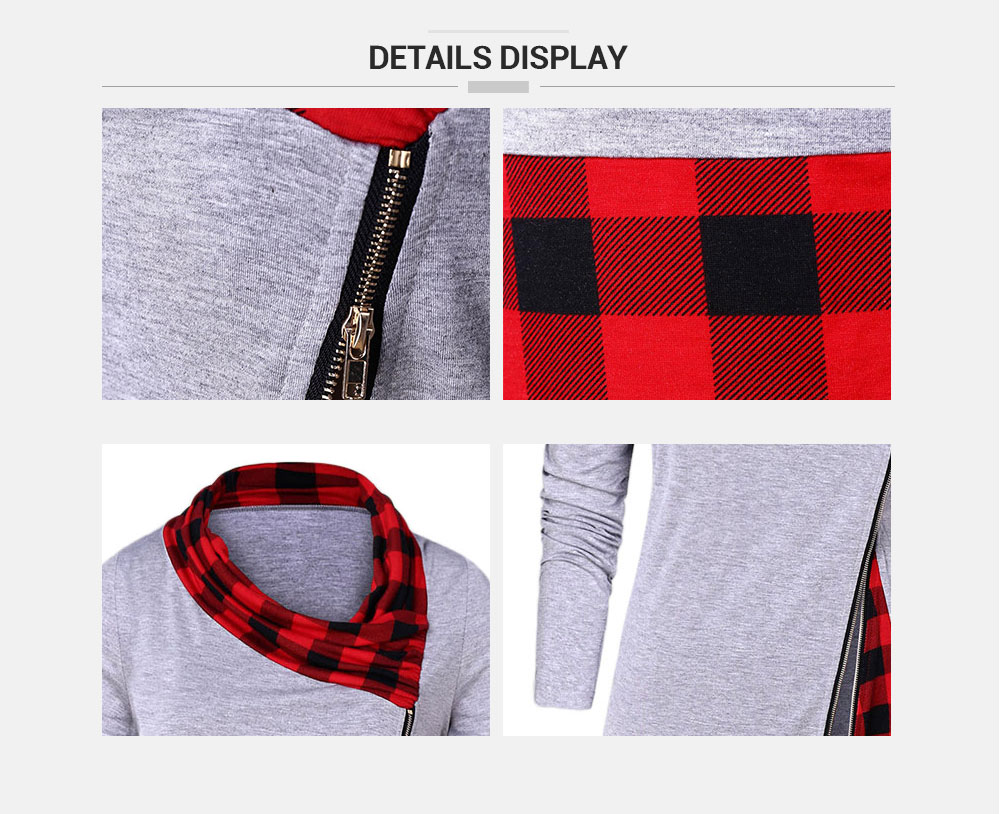 Plus Size Plaid Splicing Side Zip Fly T-shirt