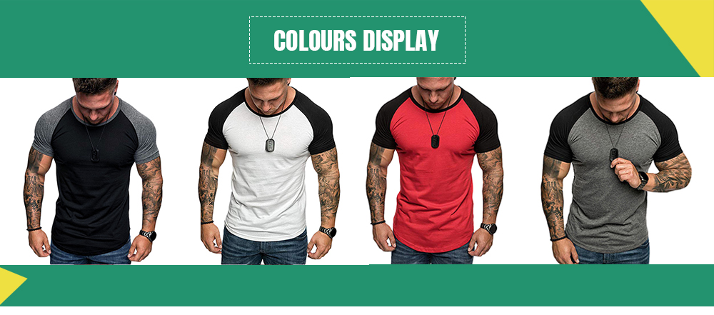 Round Neck Color Block Panel Short Sleeves T-shirt