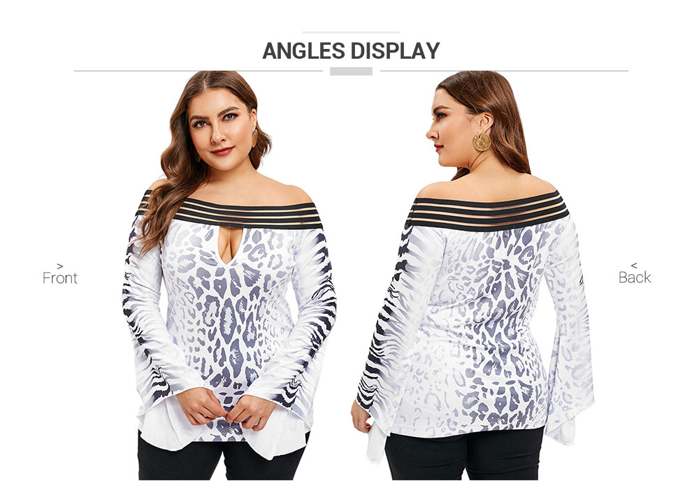 Leopard Print Off The Shoulder Plus Size Top