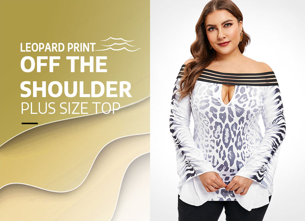 Leopard Print Off The Shoulder Plus Size Top