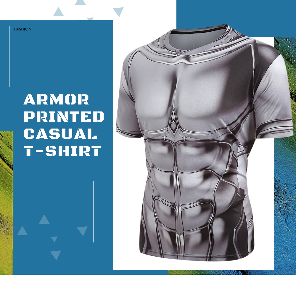 Short Sleeves Armor Printed Casual T-shirt
