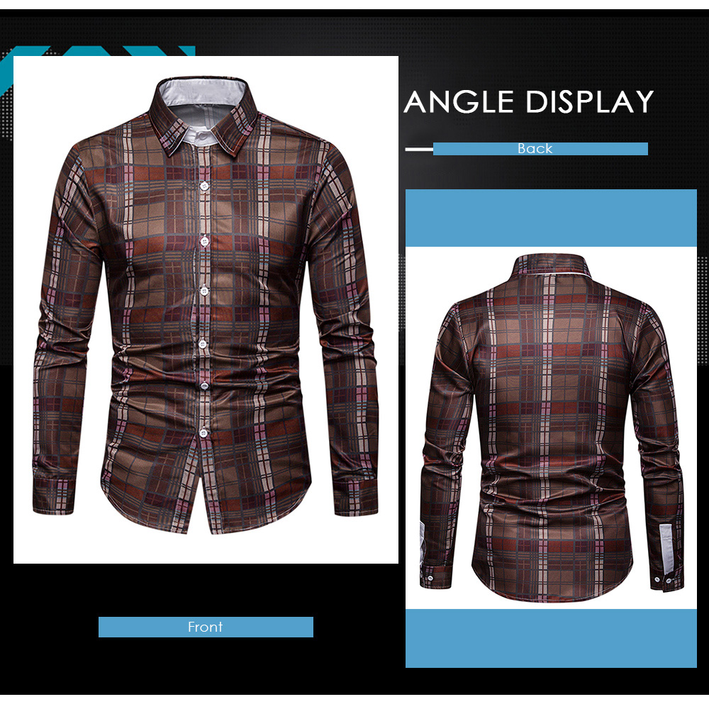 Button Up Turn-down Collar Checkered Print Casual Shirt