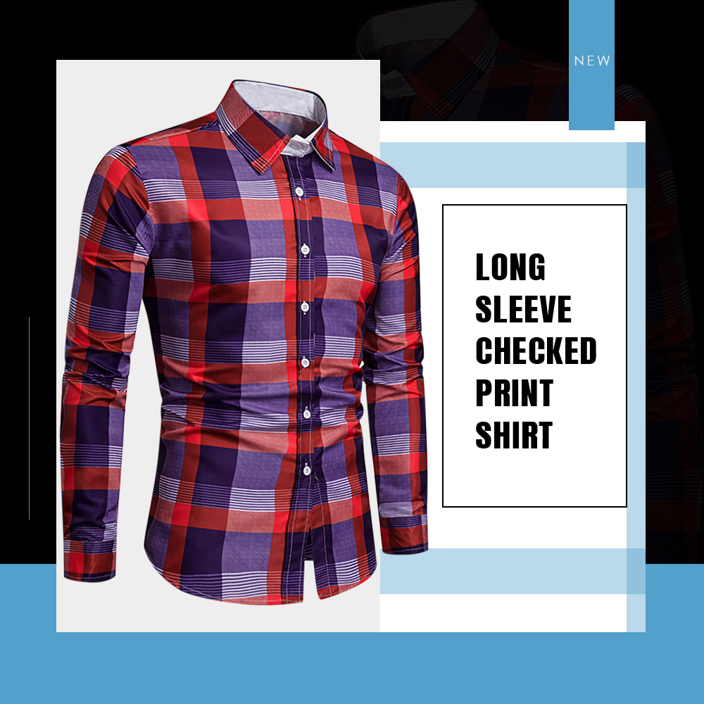Button Up Long Sleeves Checkered Print Shirt