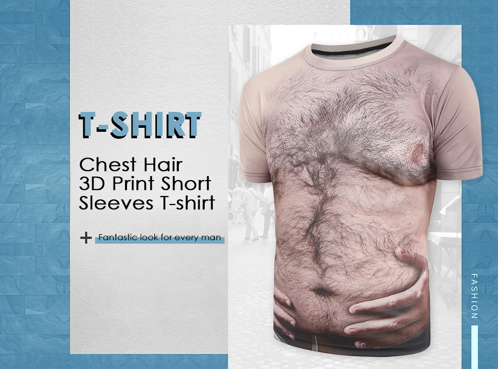 Chest Hair 3D Print Short Sleeves Tee