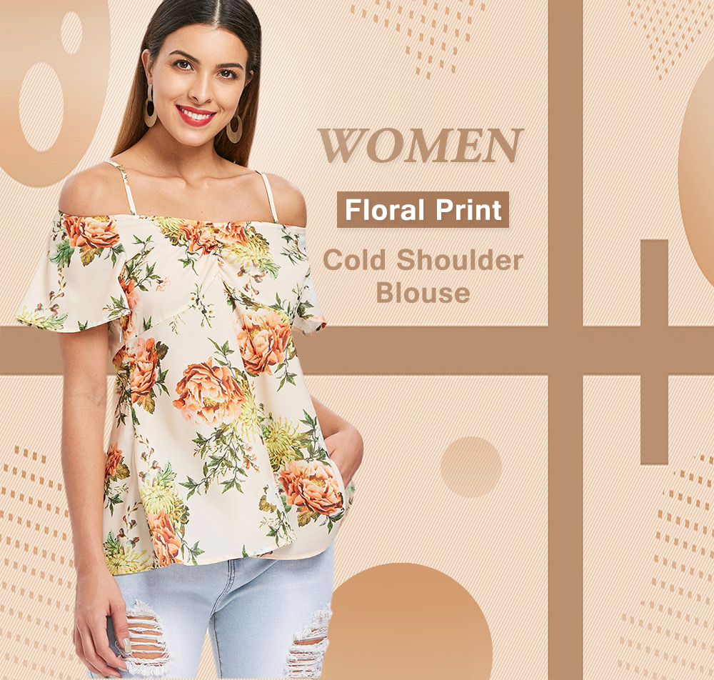 Cold Shoulder Floral Print Top