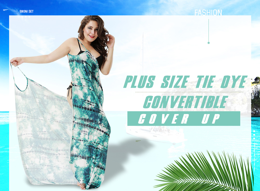 Plus Size Tie Dye Convertible Cover Up