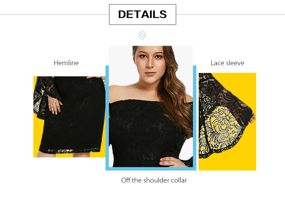 Plus Size Off The Shoulder Bodycon Lace Dress