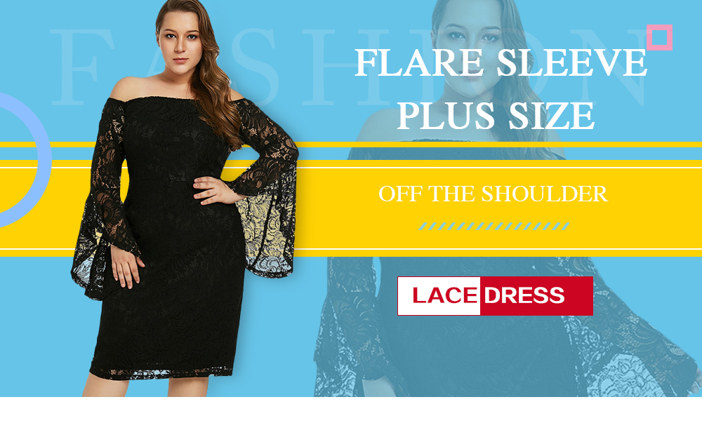 Plus Size Off The Shoulder Bodycon Lace Dress