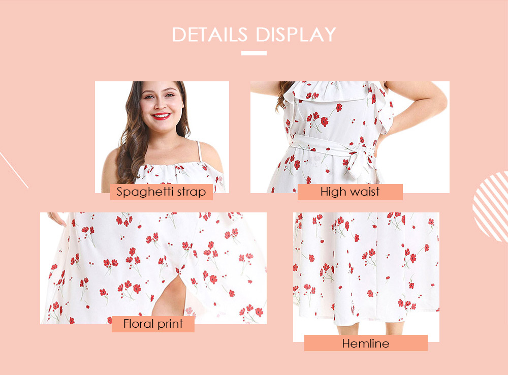 Plus Size Flounce Floral Spaghetti Strap Dress