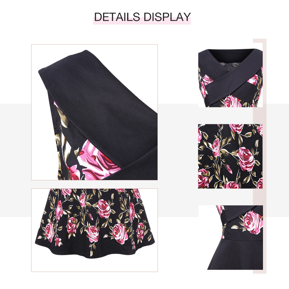 Plus Size Criss Cross Floral Print Pin Up Dress