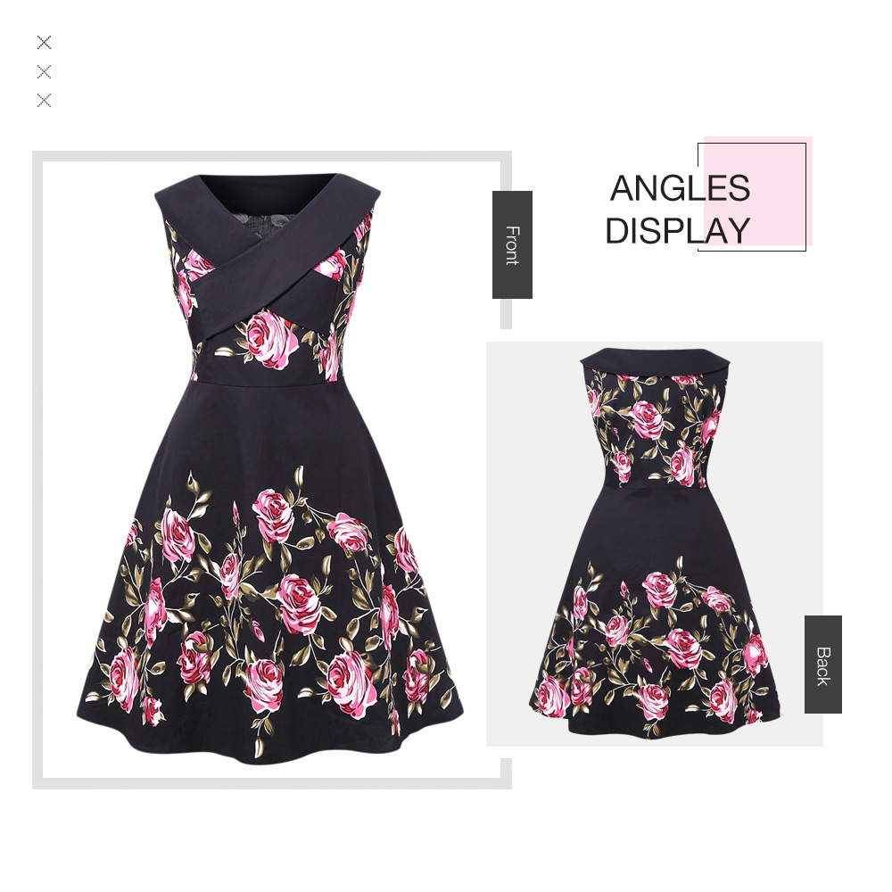 Plus Size Criss Cross Floral Print Pin Up Dress