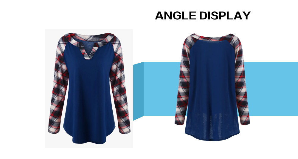 Plus Size Raglan Sleeve Plaid Top