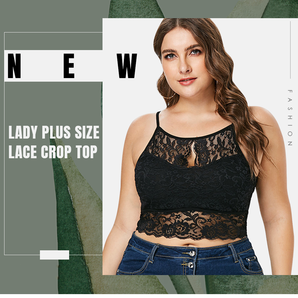Plus Size Floral Lace Cami Tank Top