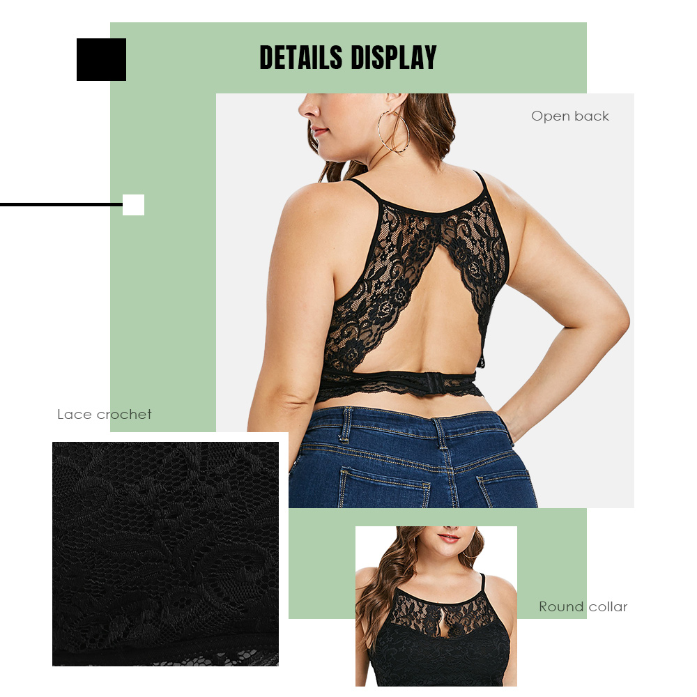 Plus Size Floral Lace Cami Tank Top