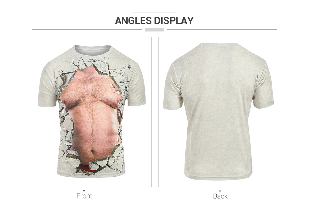 Round Neck Chest Hair 3D Print Tee