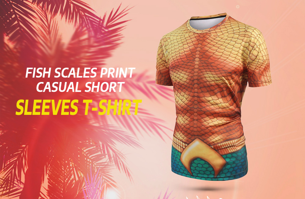 Fish Scales Print Casual Short Sleeves T-shirt
