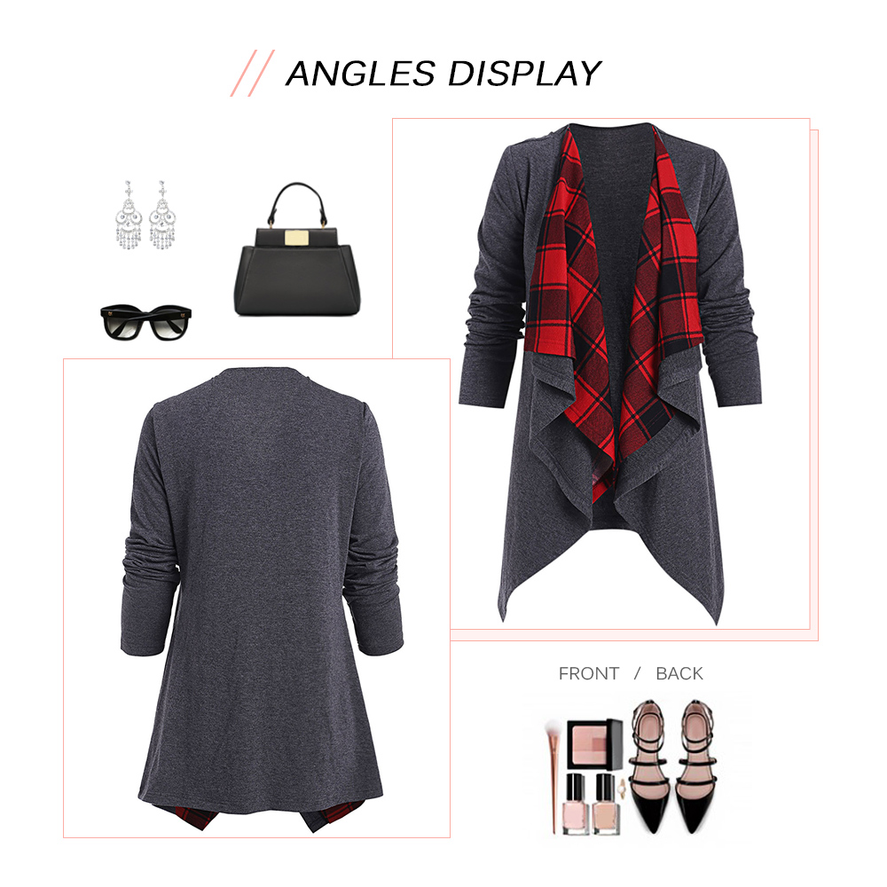 Plaid Open Draped Jacket