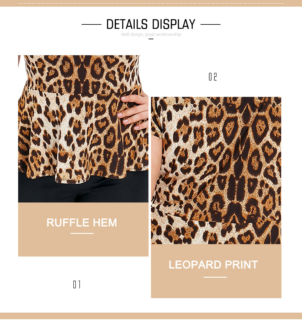 Plus Size Cap Sleeve Leopard Print T-shirt