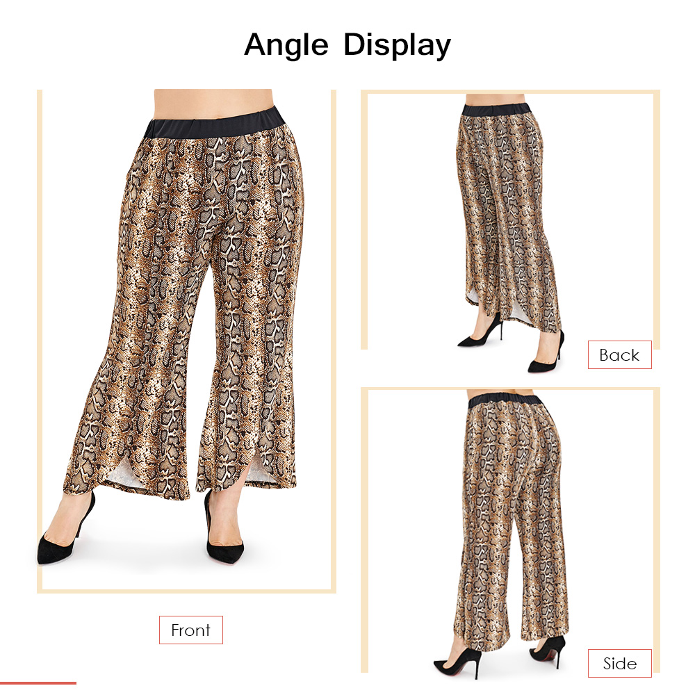 Plus Size Snakeskin Print Flare Pants