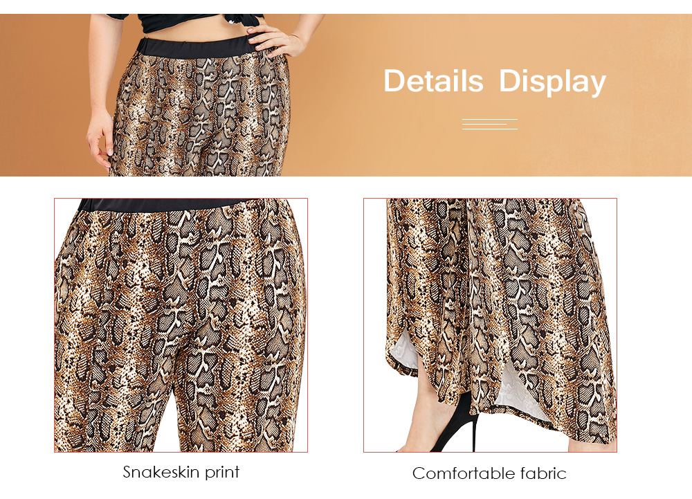 Plus Size Snakeskin Print Flare Pants