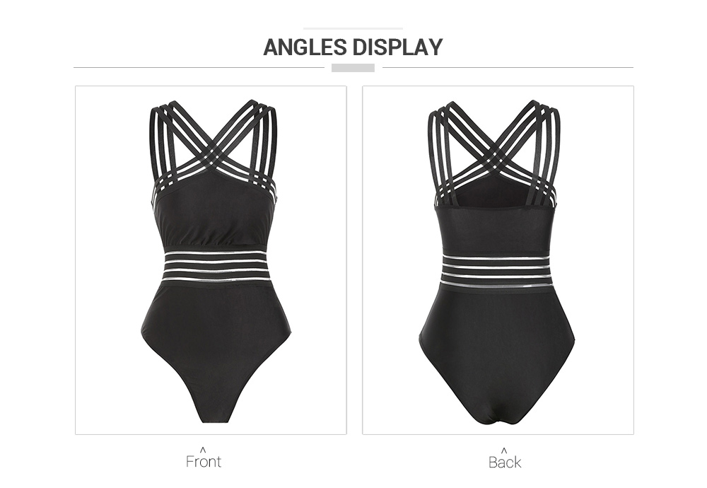 Cross Front One-Piece Sheer Swimsuit