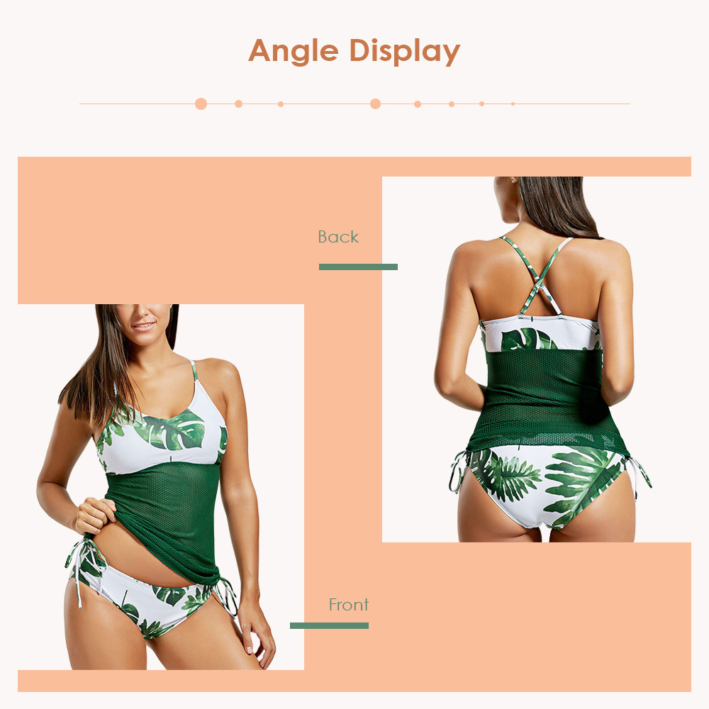 Palm Leaf Print Tankini Set