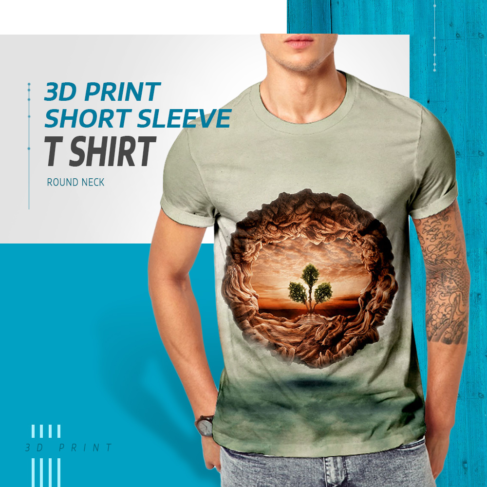 3D Tree Of Life Print Short Sleeve T-shirt