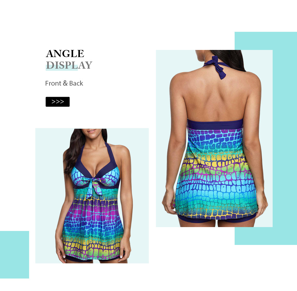 Printed Padded Halter Tankini and Boyshort