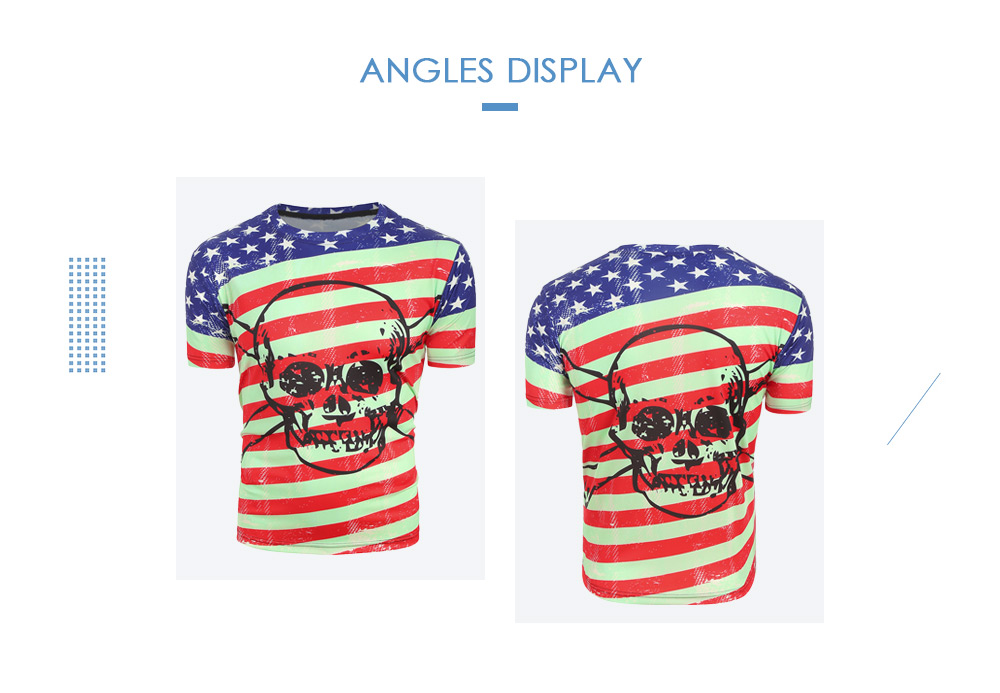 American Flag Skull Print Short Sleeves Tee