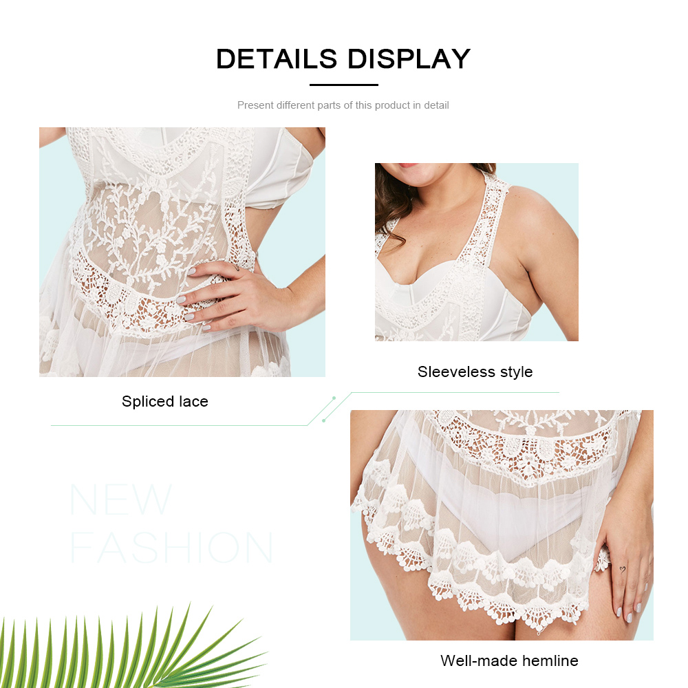 Plus Size Sleeveless Lace Cover Up Top