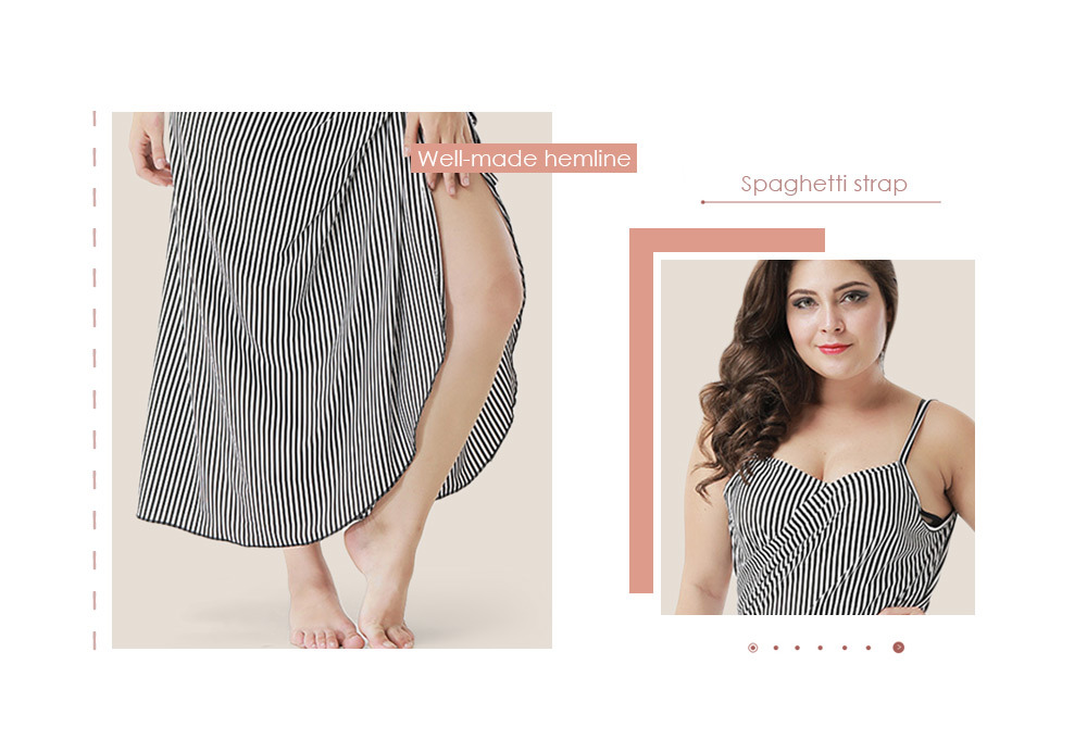 Striped Plus Size Bikini Wrap Dress
