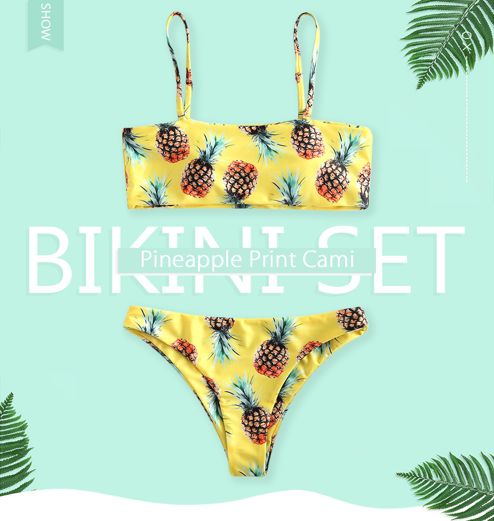 Pineapple Print Cami Bikini Set
