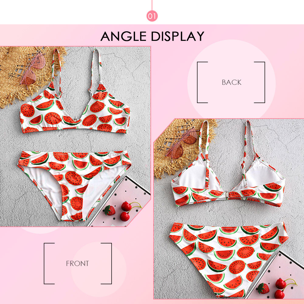 Low Cut Watermelon Print Bikini Set