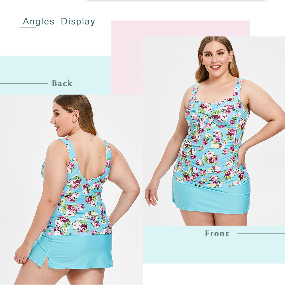 Plus Size Floral Print Tankini Set