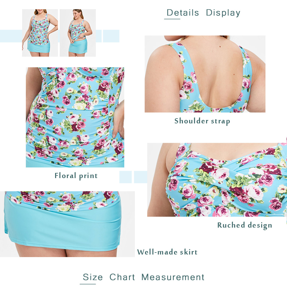 Plus Size Floral Print Tankini Set