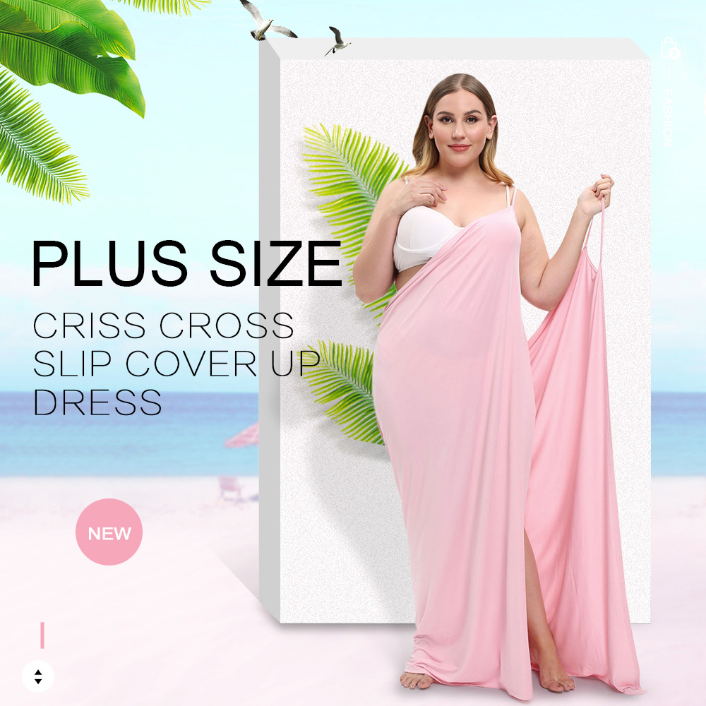 Plus Size Criss Cross Slip Cover Up Dress