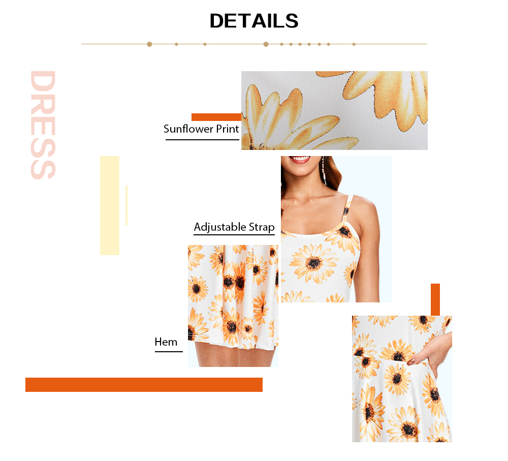 Sunflower Print Slip Dress