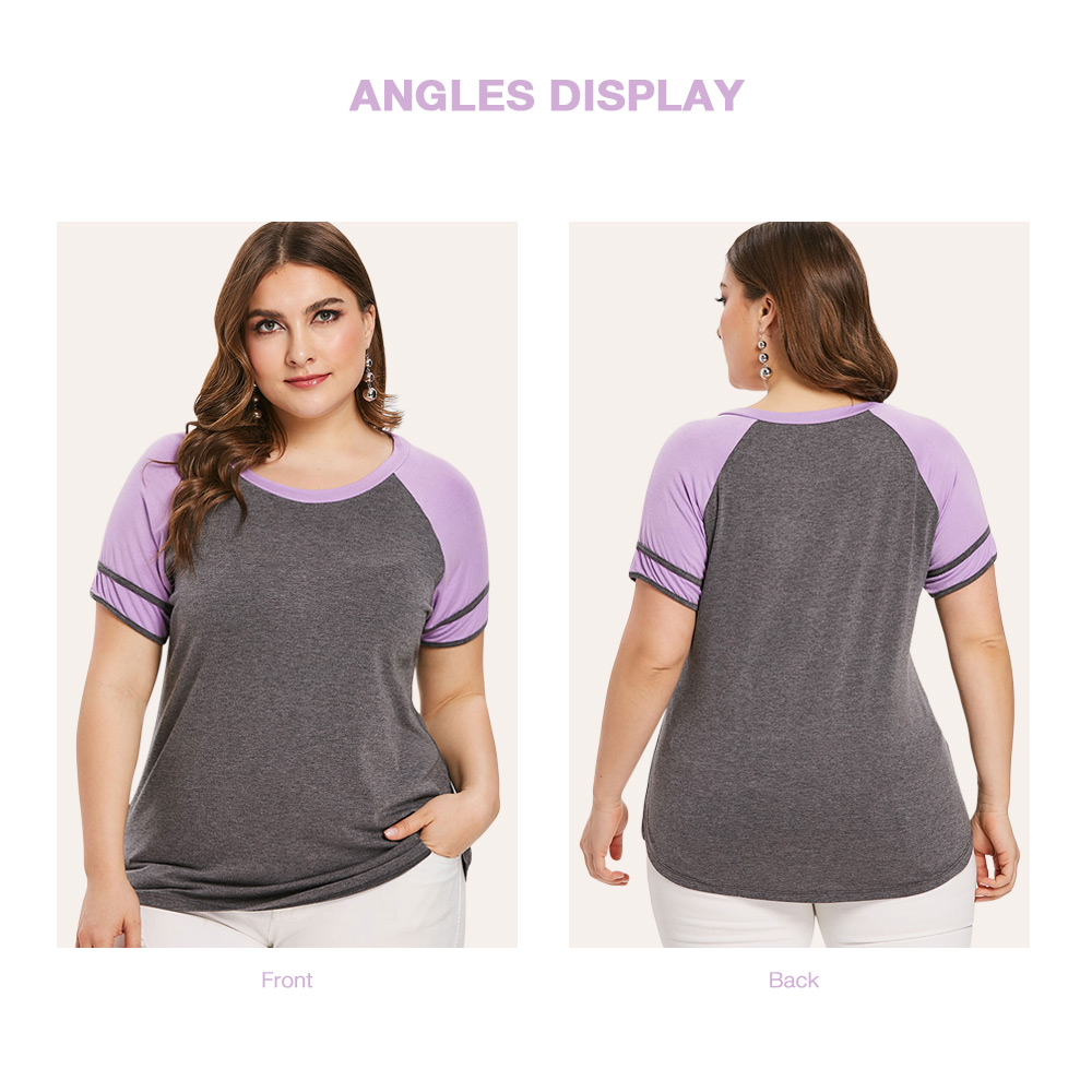 Raglan Sleeve Round Neck Plus Size T-shirt