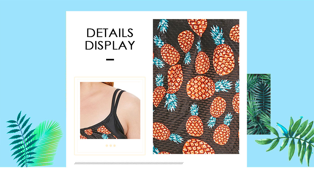 Pineapple Print Padded Plus Size Tankini Set