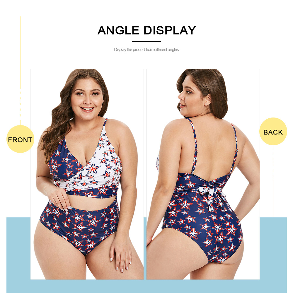 Star Print Plus Size Back Cut Out Swimwear