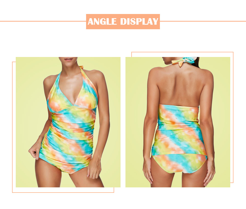 Tie Dye Padded Halter Tankini Set