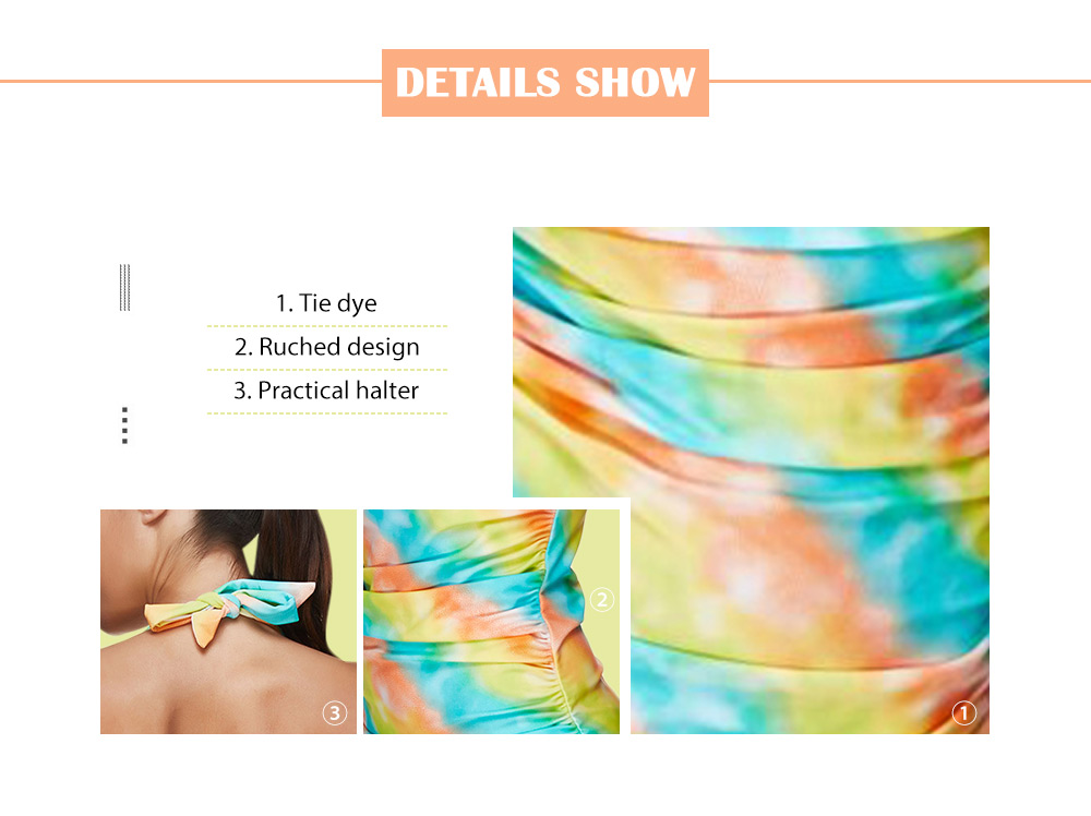 Tie Dye Padded Halter Tankini Set