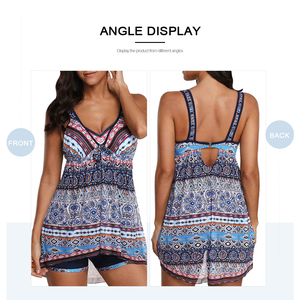 Tribal Print Cut Out Tankini Set