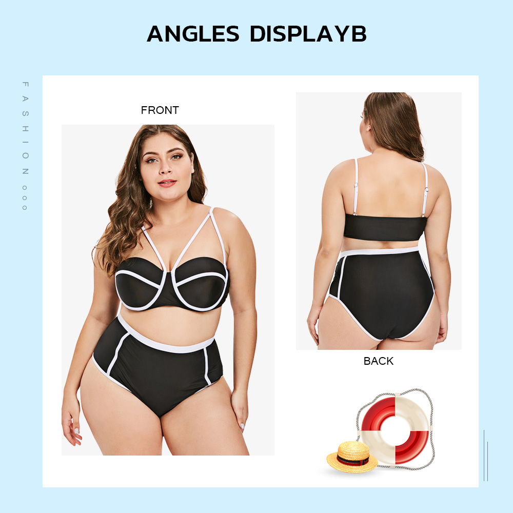 Plus Size Two Tone Underwire Bikini Set