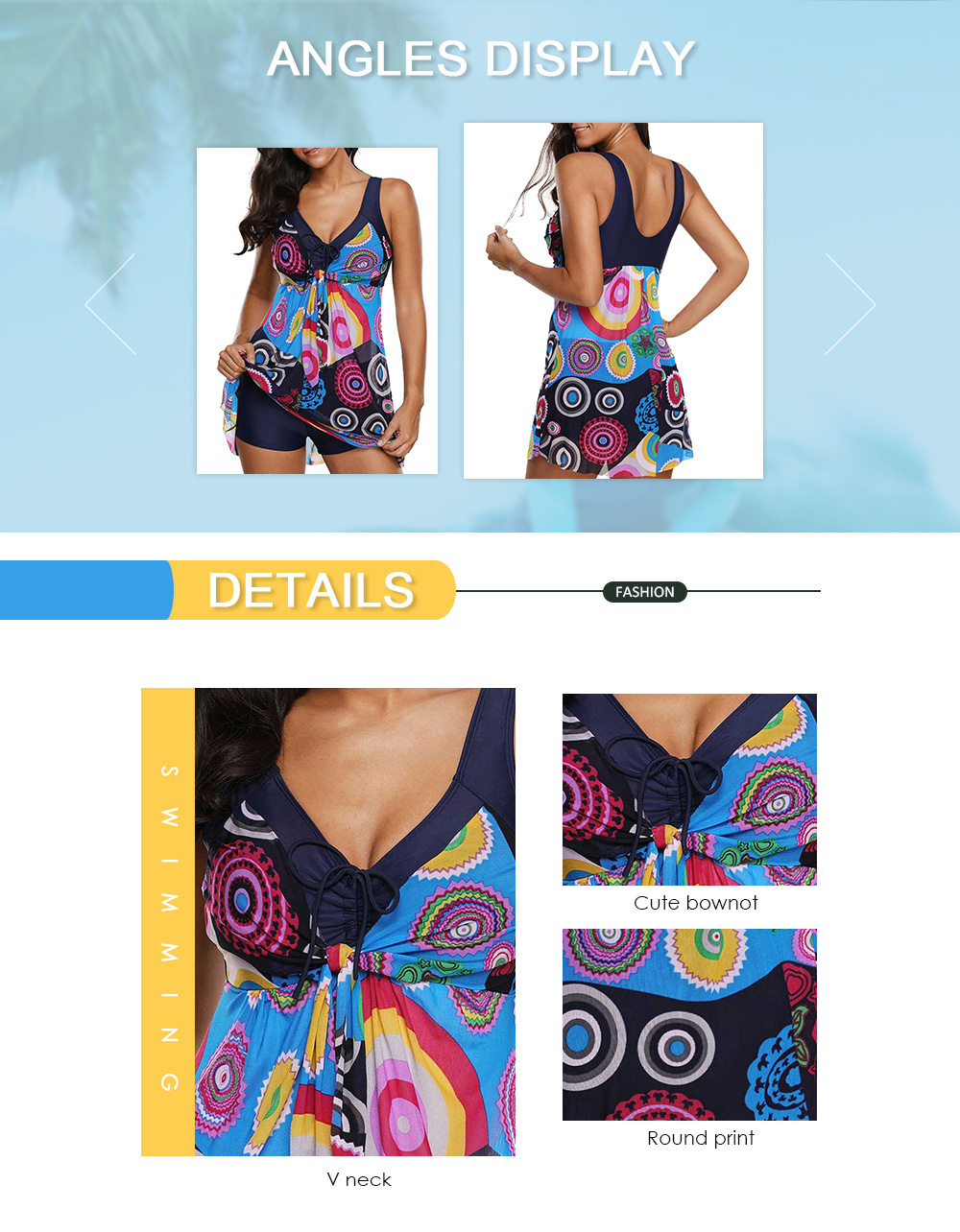 Printed Cinched Tankini and Boyshort