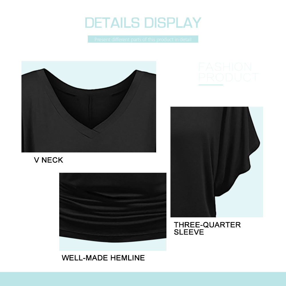 V Neck Plus Size Ruched T-shirt