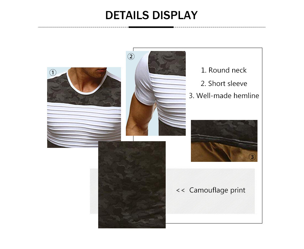 Stripes Camouflage Print Short Sleeves Casual T-shirt