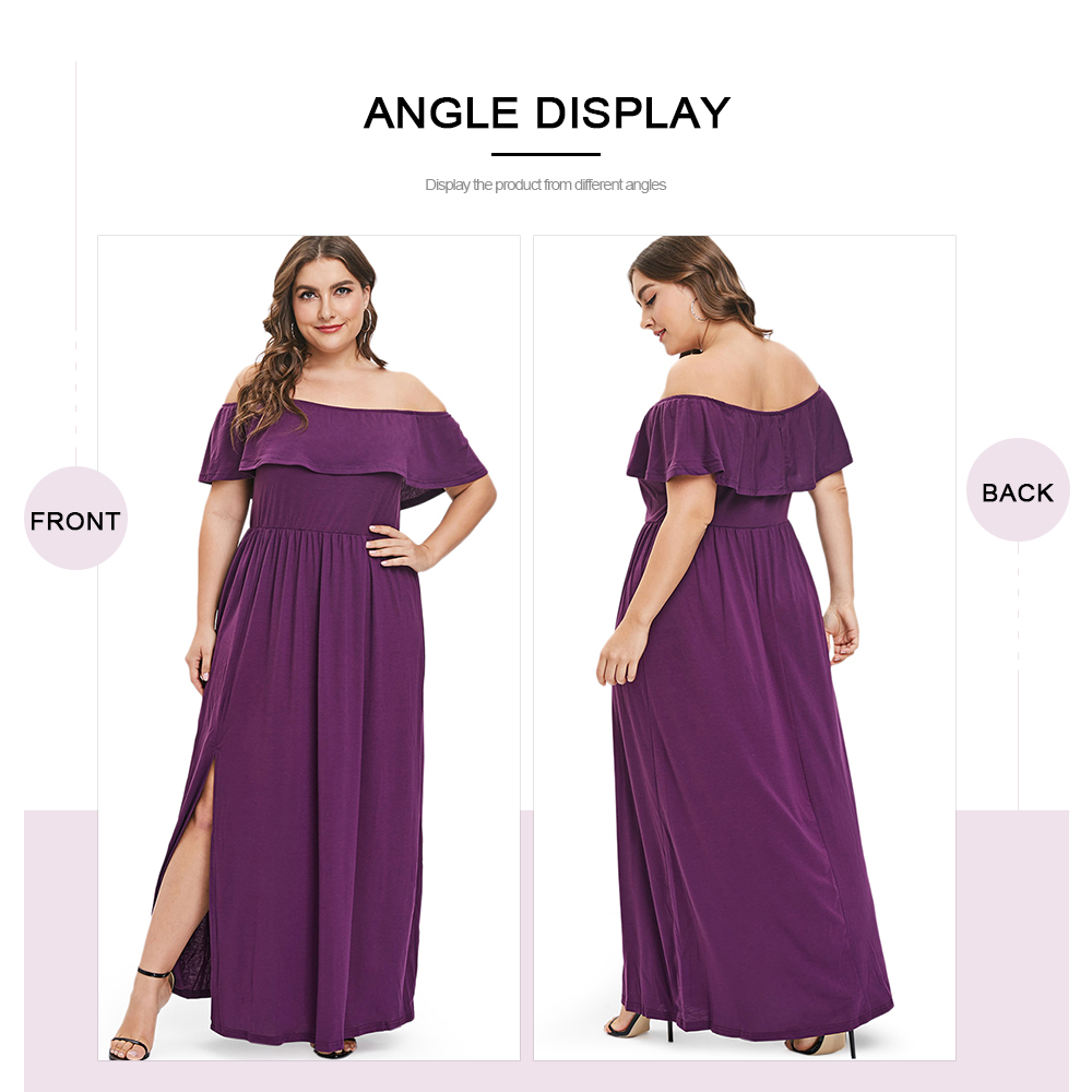 Off The Shoulder Plus Size Slit Dress