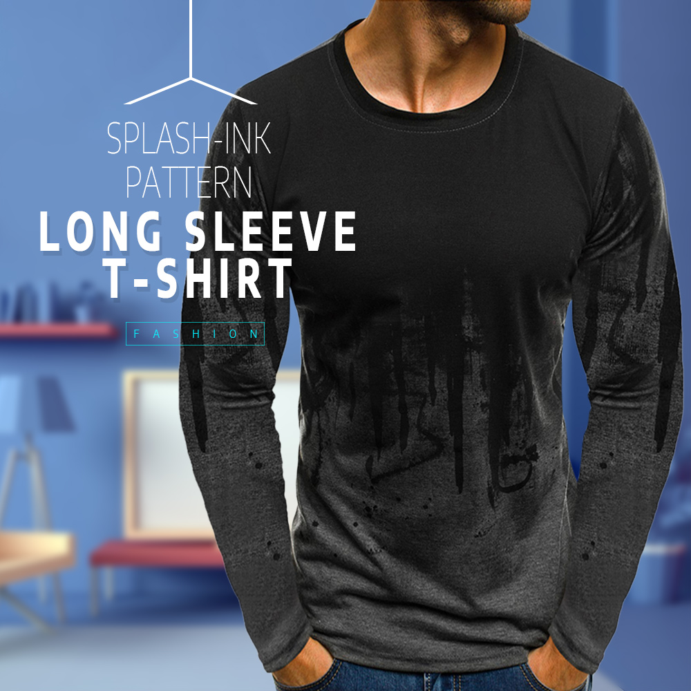 Splash-ink Pattern Long Sleeve Tee